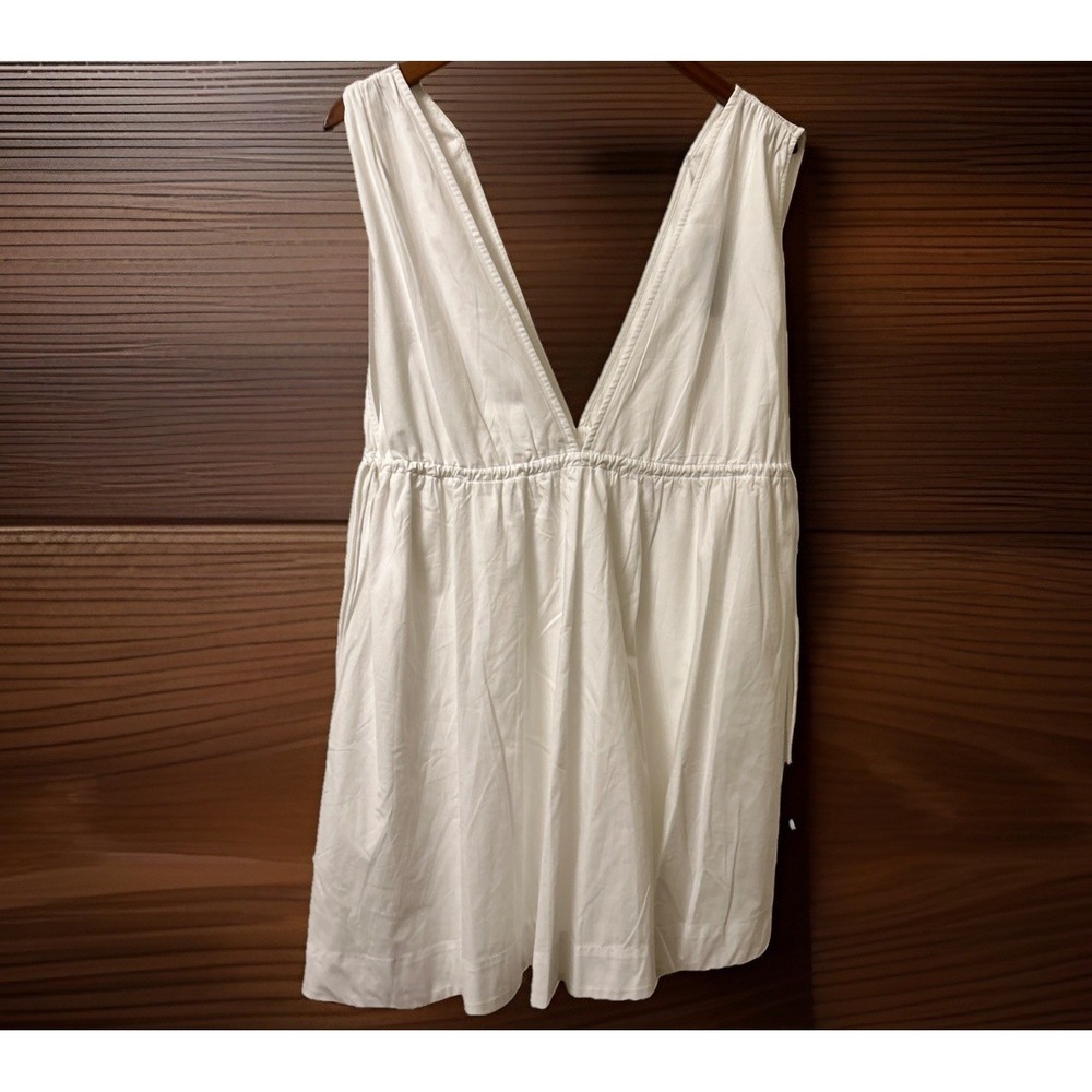 Abercrombie & Fitch Babydoll V Neck Sleeveless Mini Dress White Cotton NWT Sz M - Picture 3 of 8